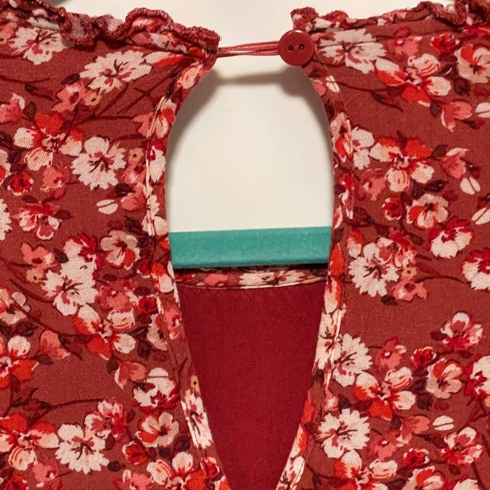 Anthropologie Maeve Esther Tiered Dress Red Fairy Grunge Boho Prairie Floral XS - Picture 8 of 8